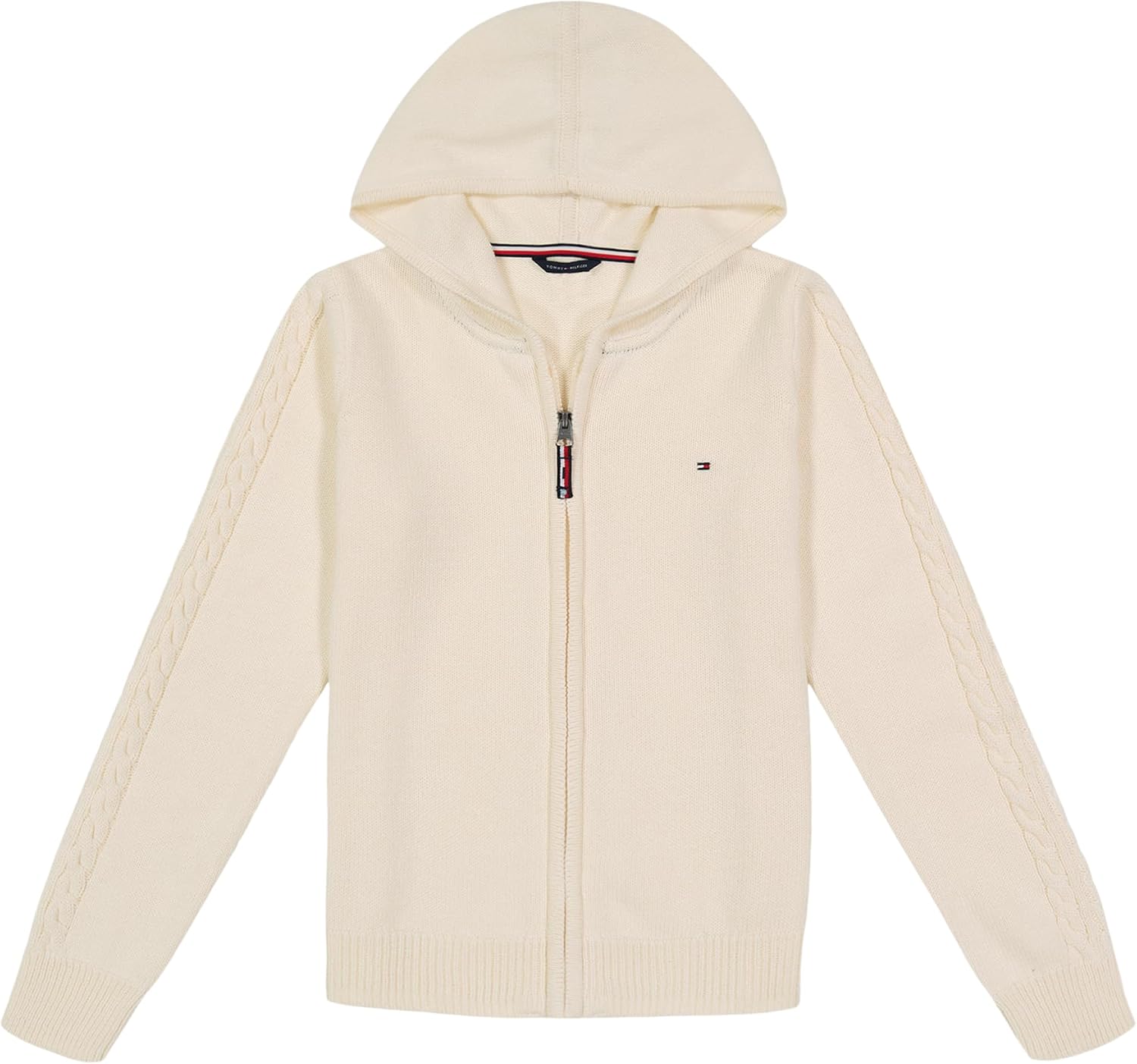 

Кардиган Tommy Hilfiger с длинными рукавами на молнии и капюшоном для девочек, Egret