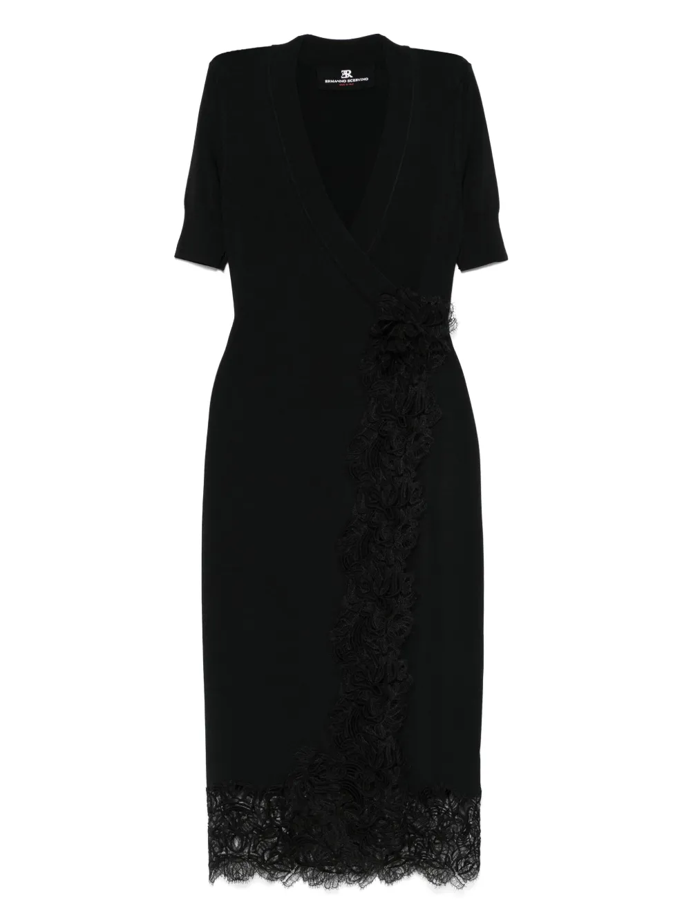 

Платье-халат с кружевом Ermanno Scervino, черный