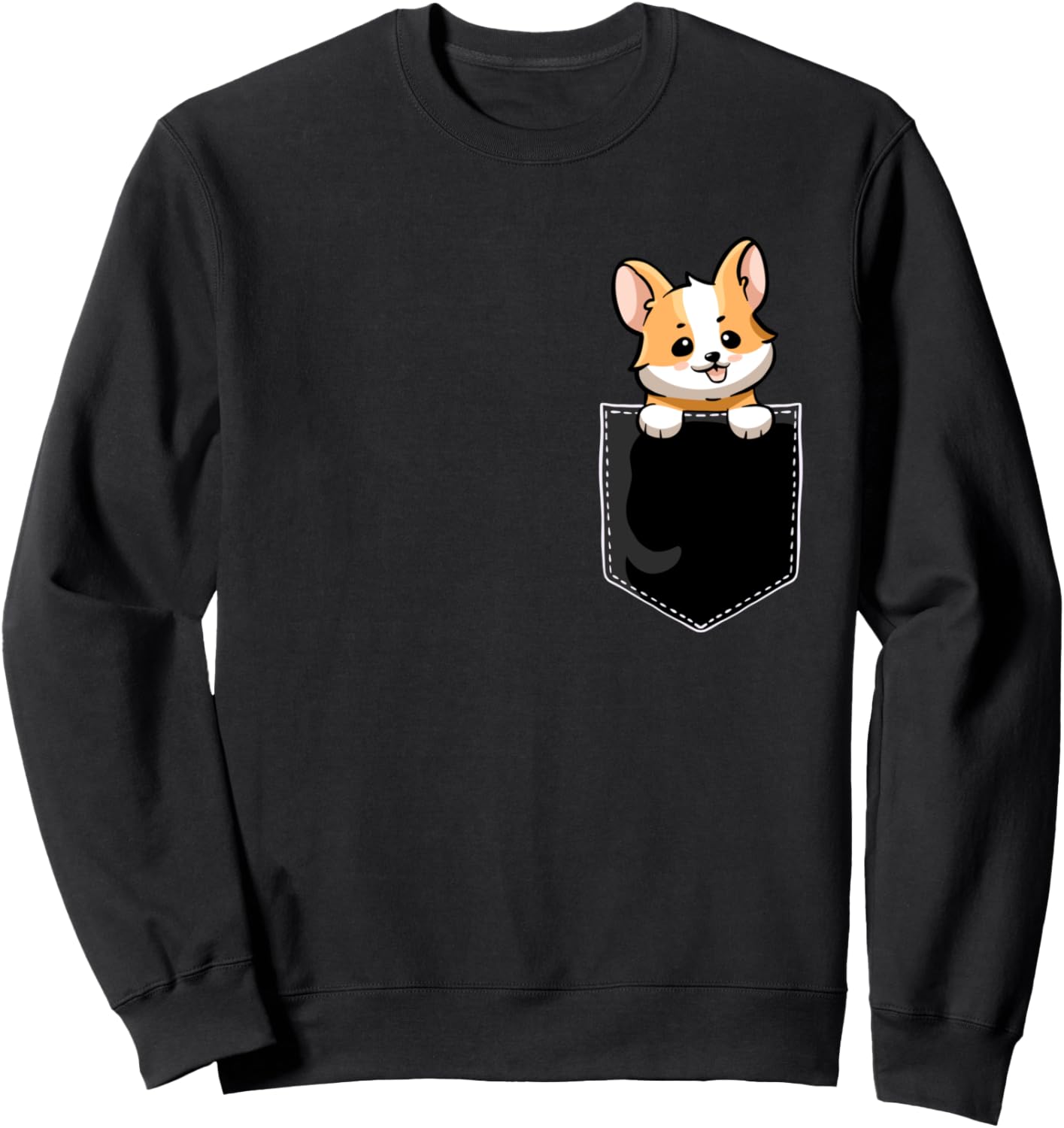 

Забавная толстовка с изображением корги, пемброк-корги, вельш-корги Corgi Pocket Welsh Corgi Face Kawaii Corgi Owner, черный