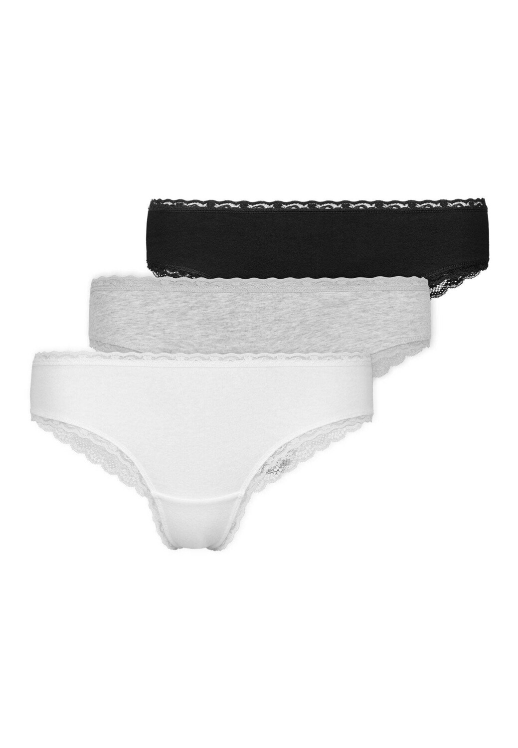 

Трусы SNOCKS Brazilian s mit Spitze aus Bio Baumwolle 3 шт, цвет Mix (Weiß/Hellgrau/Schwarz)