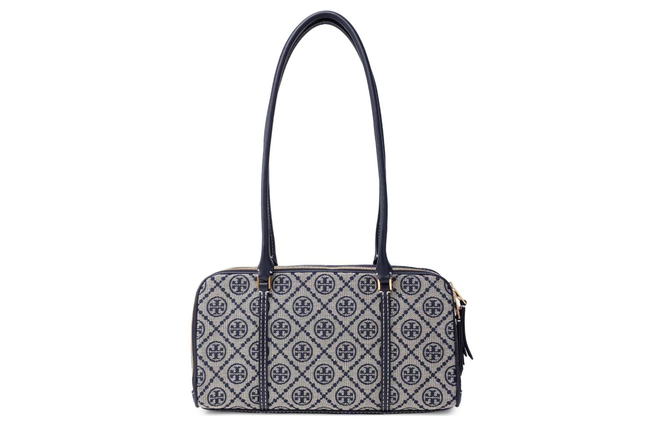 

TORY BURCH Сумка T Monogram с кожаной отделкой, женская, морской синий