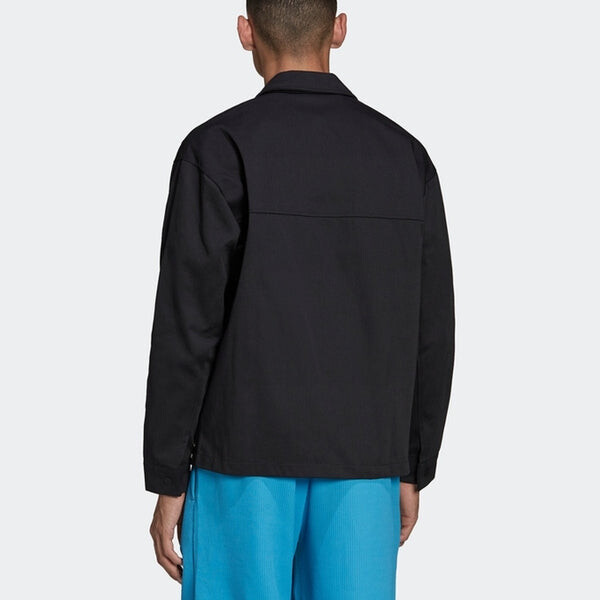 Куртка Men's adidas originals Logo Embroidered Solid Color Lapel Long Sleeves Sports Black Jacket, мультиколор — фото 3