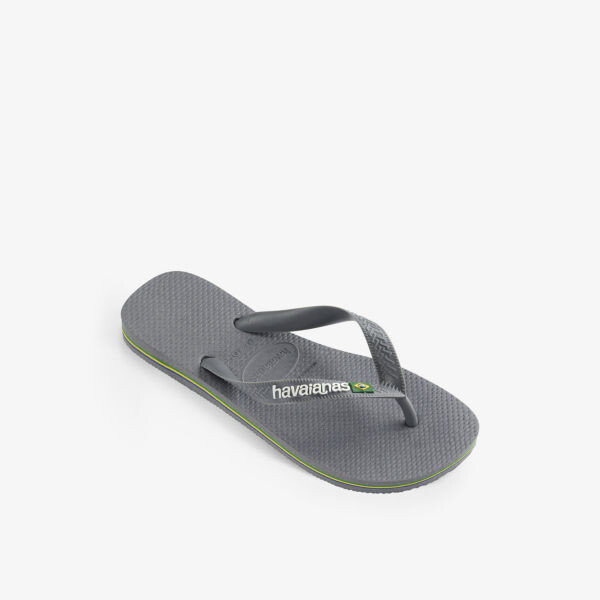Резиновые шлепанцы с тисненым логотипом Бразилии Havaianas, серый — фото 3