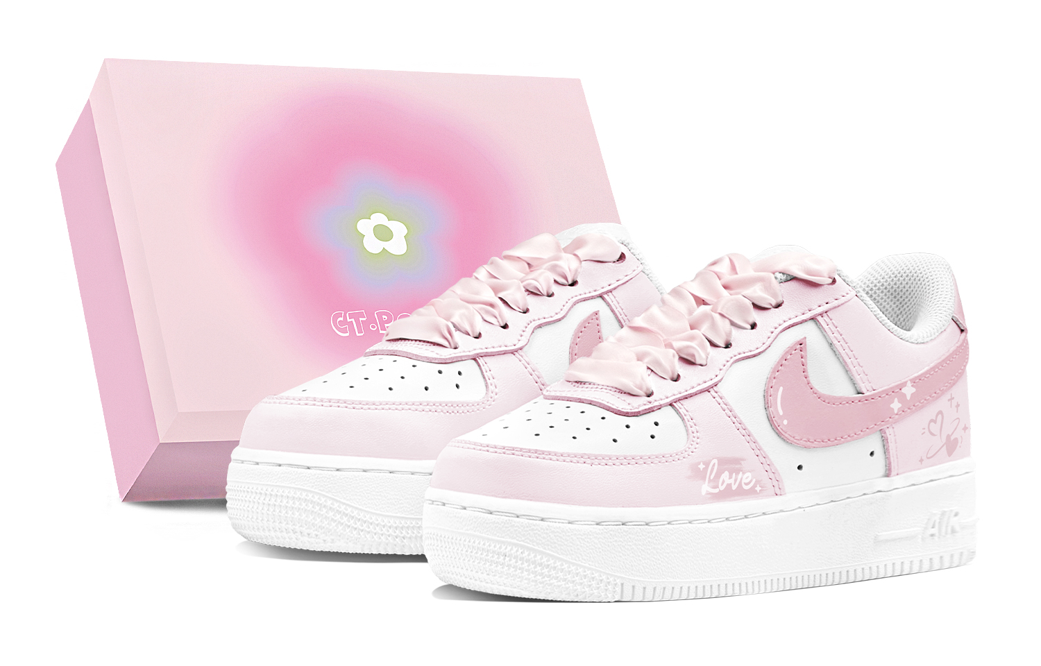 

Кроссовки Air Force 1 LE с низким верхом, устойчивые к истиранию и скольжению, для детей и подростков Nike, белый/розовый