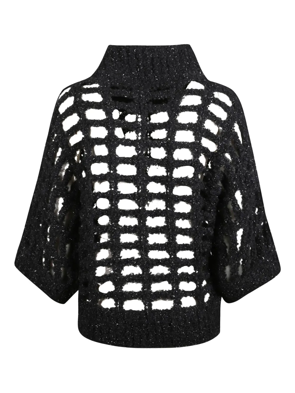 

Свитер с ажурной вязкой и высоким воротом Peserico, черный