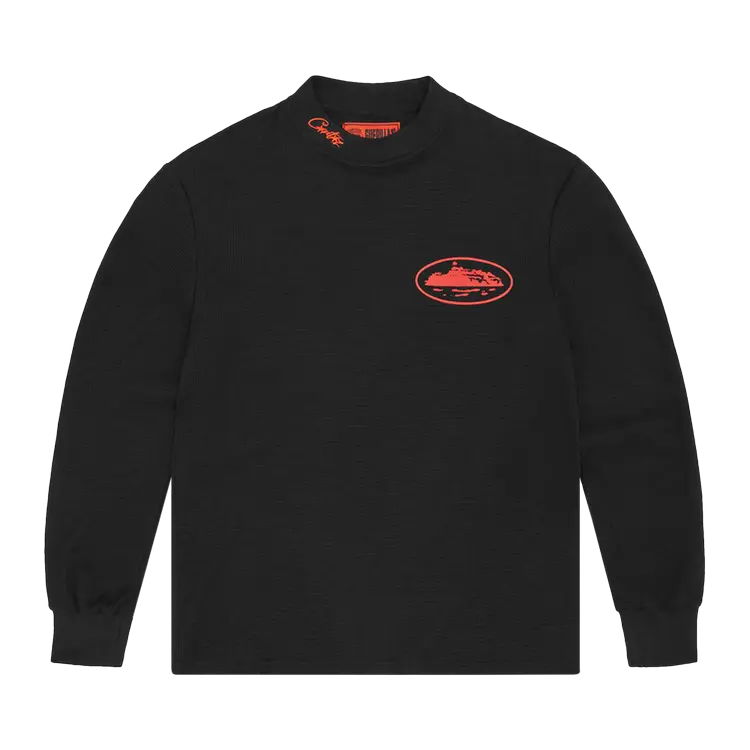 

Лонгслив Corteiz Alcatraz Waffle 'Black/Red', черный