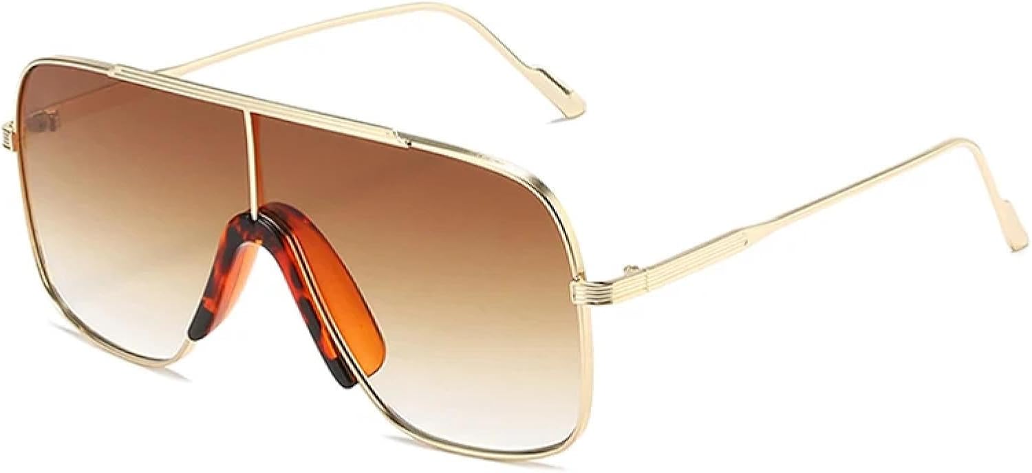 

Модные солнцезащитные очки с цельными линзами для женщин и мужчин, стильные панк-очки, для активного отдыха, вождения, защита от УФ-излучения UV400 TKKTLLT, Gold Gradient Tea