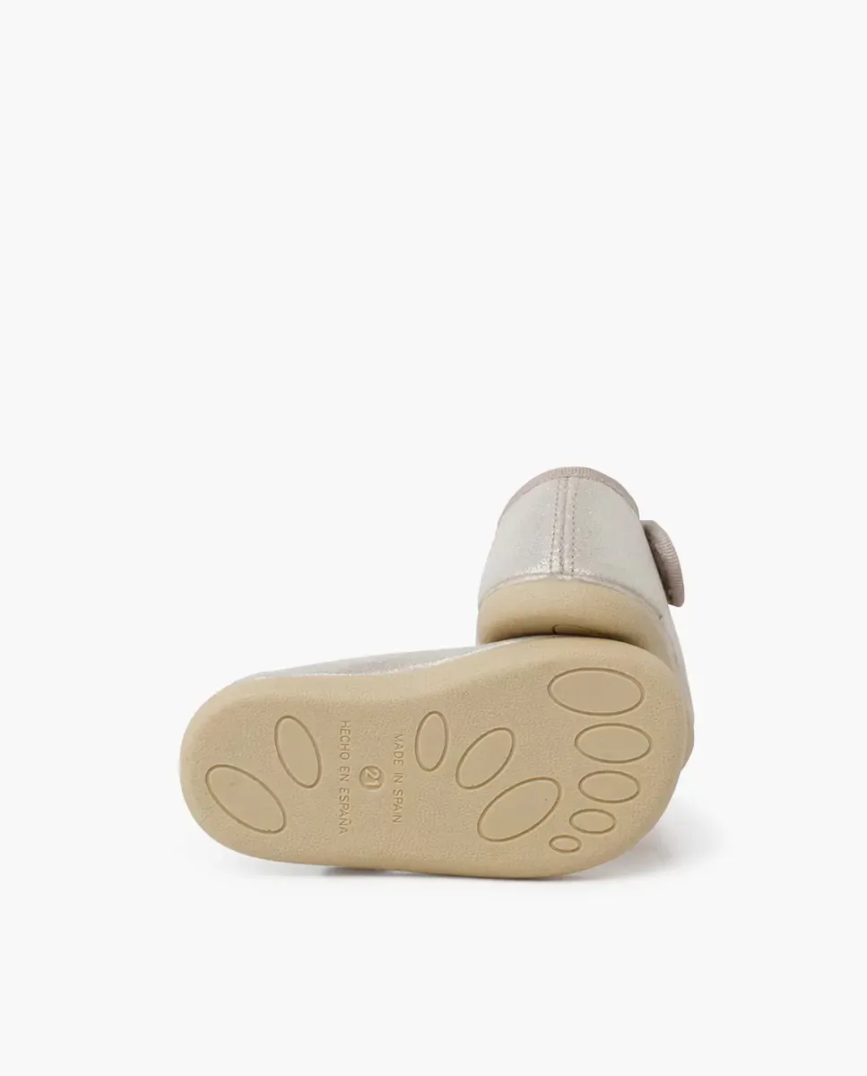 Детские балетки Barefoot с блестящей липкой лентой Pisamonas, Plata Mate — фото 2