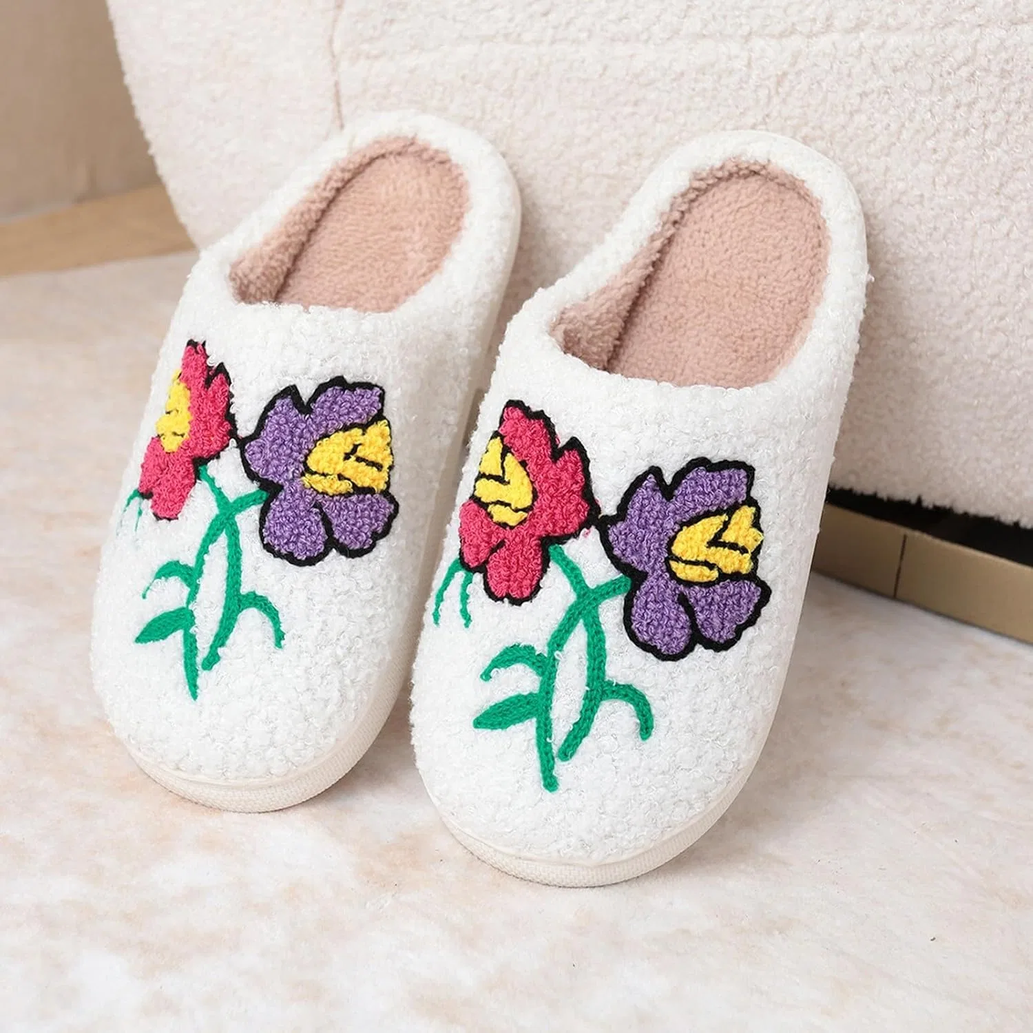 Generisch Hausschuhe Damen Herren Winter Plüsch Pantoffeln Rutschfeste Unisex Warm Hausschlappen Filzpantoffeln Frauen Bequeme Тапочки Ultraweiche Flauschige Hauspantoffeln Warme Schlappen, Weiß 6 — фото 3