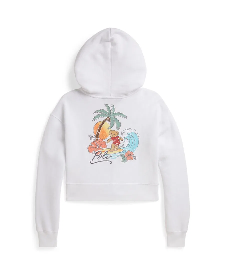 Детская толстовка Polo Bear Terry Boxy на молнии, размер 7-16 Polo Ralph Lauren, белый — фото 2
