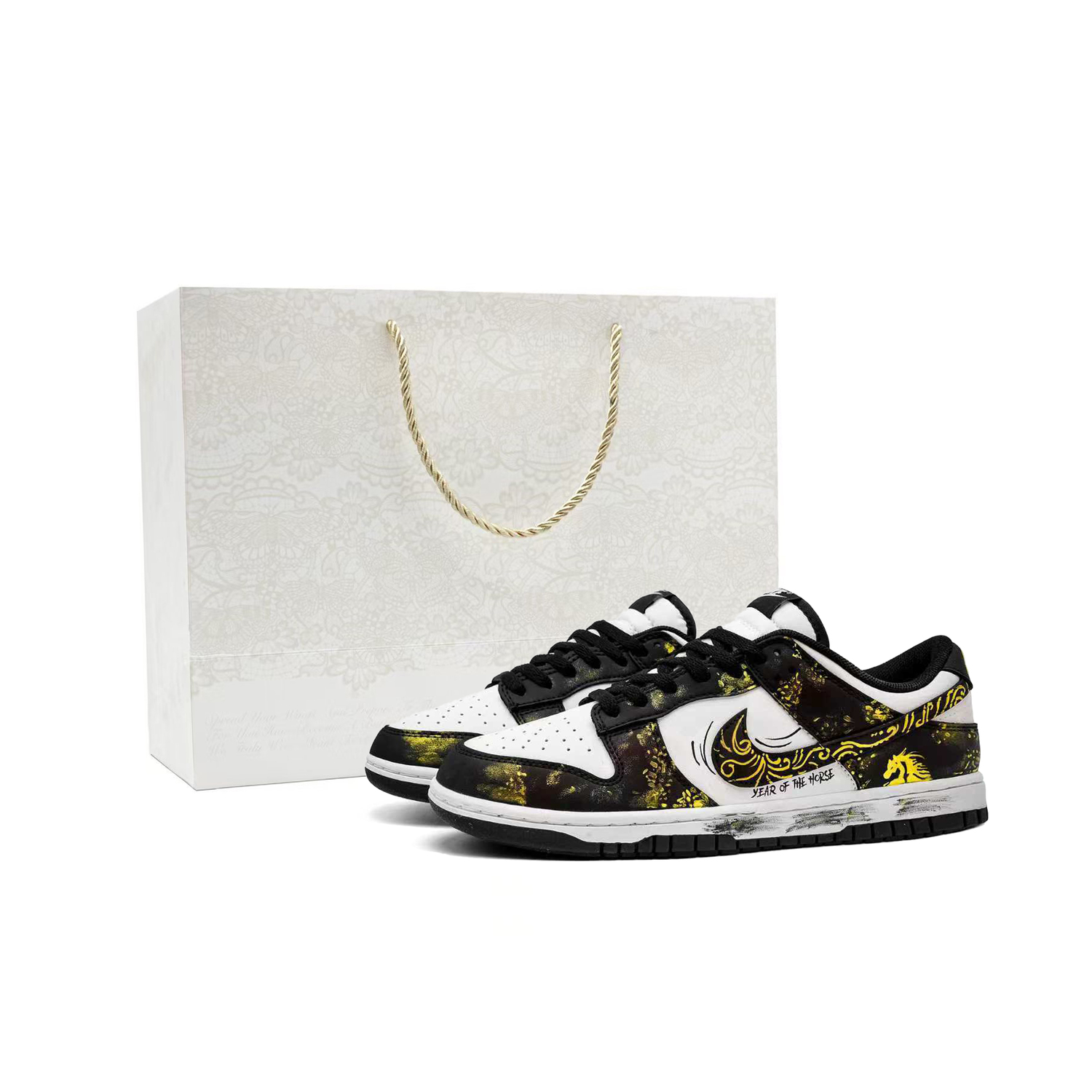 

Dunk Galloping Horse And Gilded Shopping Bag мужские низкие скейтборд-кроссовки с амортизацией из коровьей кожи, износостойкие Nike, черный