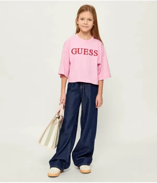 Футболка cropped fit Guess, розовый — фото 2