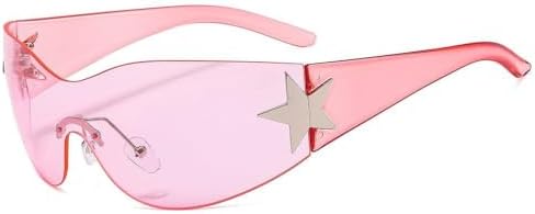 

Модные панк-солнцезащитные очки 2024 года для женщин и мужчин: стильные солнцезащитные очки с обтекаемой формой, украшенные звездами, с защитой от УФ-излучения UV400 MTZJH, C8