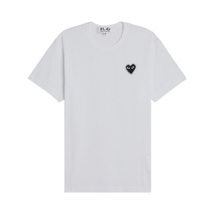

Футболка Comme des Garçons PLAY Emblem Rhinestone Heart T-Shirt, White/Black
