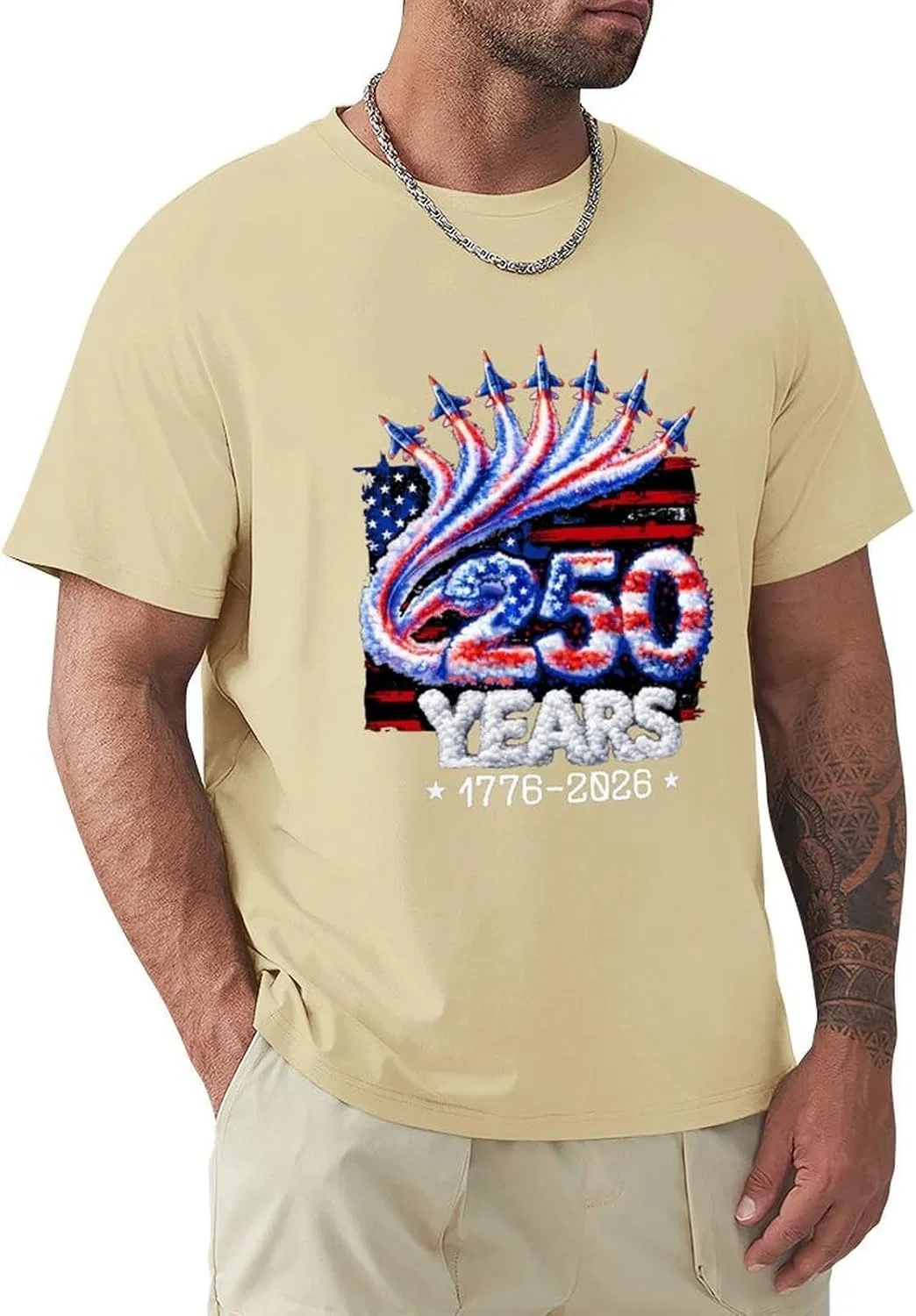 Футболка с принтом America's 250th Anniversary, хлопок, Sand Colour-style-2