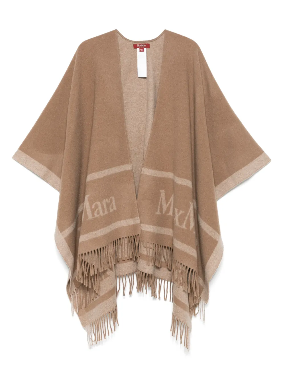 

Пончо с бахромой MAX MARA, коричневый