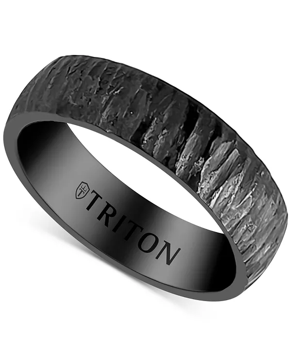 

Мужской ремешок с чеканной текстурой из черного титана Triton, black