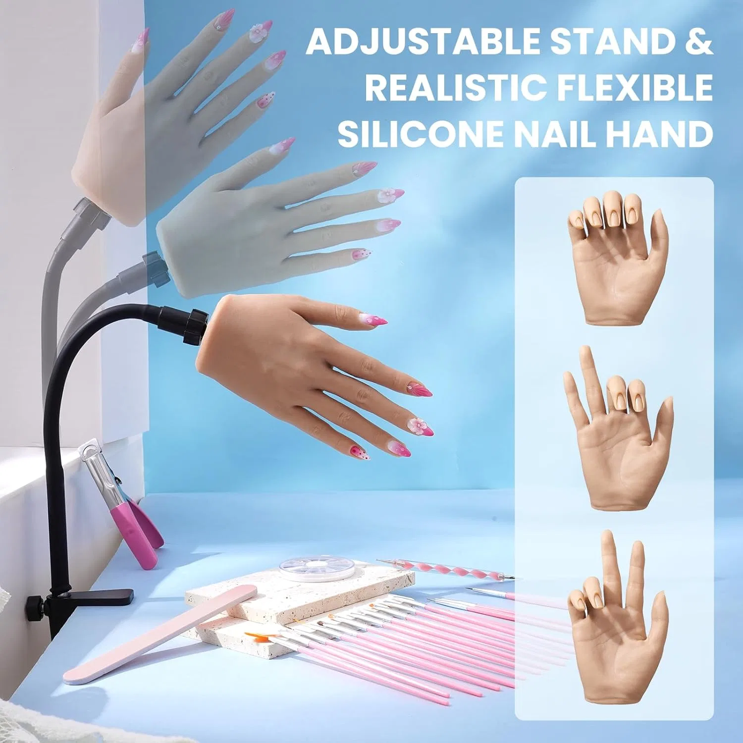 Гибкая силиконовая рука для тренировки дизайна ногтей от Yokilly Yokilly, Practice Hand For Nail Design Kit -1 — фото 3