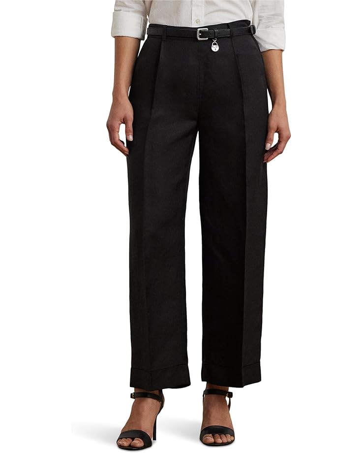 

Брюки Lauren Ralph Lauren Linen-Blend Twill Wide-Leg Pants, черный