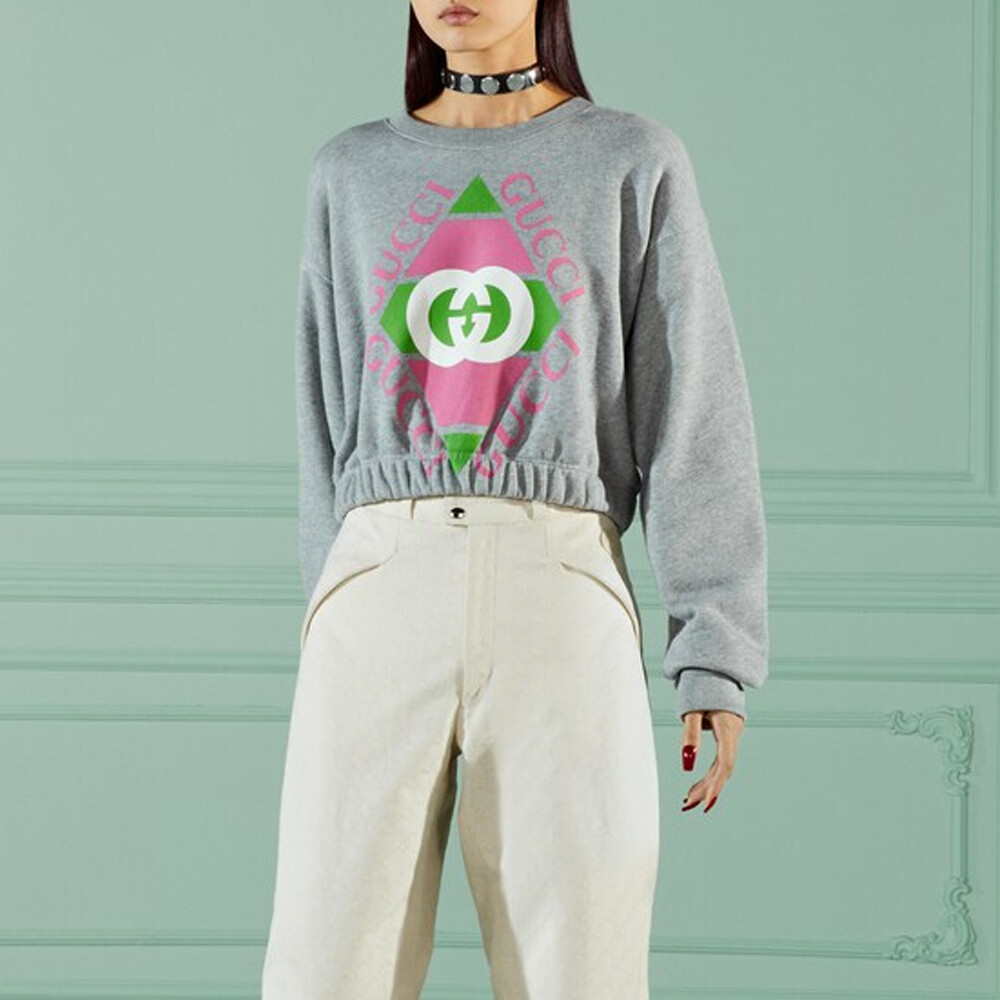 Толстовка Gucci классическая, с фирменным дизайном, серый — фото 2