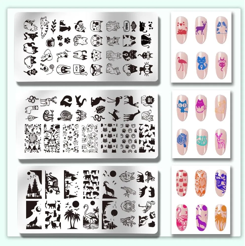 Трафареты для стемпинга PH PandaHall Animal Nail Art 3 шт. Ph Pandahall — фото 3