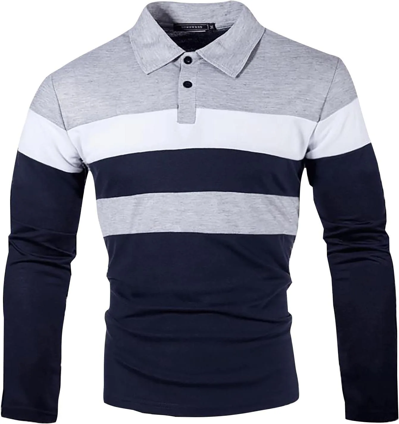 

Мужская поло с цветными полосками на груди и лацканами, размеры M-5XL Ymosrh