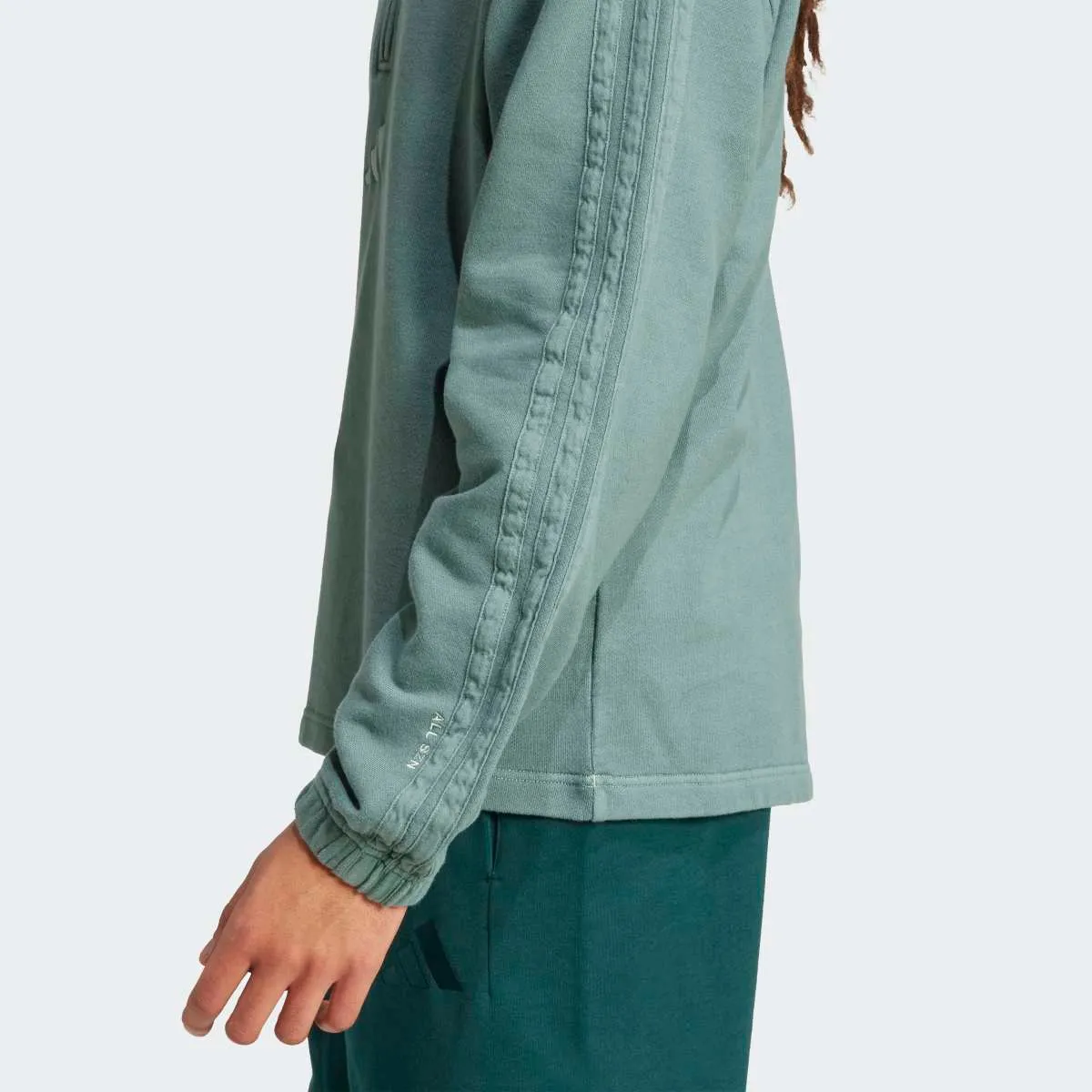Мужская толстовка All Size French Terry Washed Half-Zip adidas, зеленый — фото 3