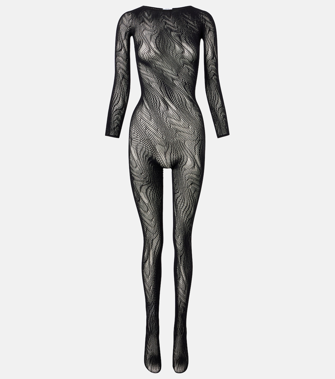 

Облегающий сетчатый комбинезон Wolford, черный