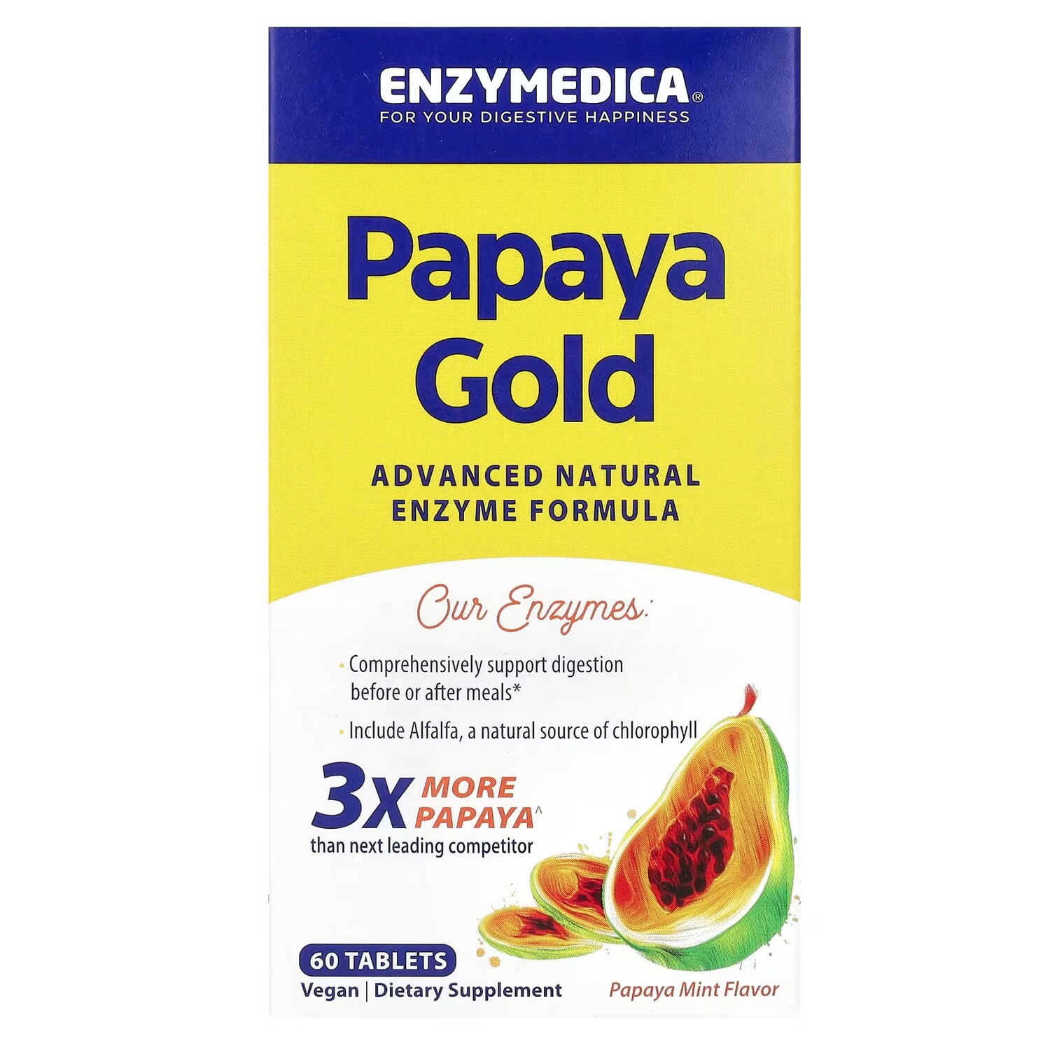 

Добавка Enzymedica Papaya Gold папайя и мята, 60 таблеток