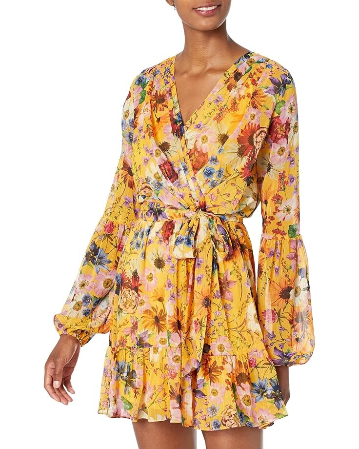 

Платье Betsy & Adam Short Long Sleeve Lurex Floral, желтый