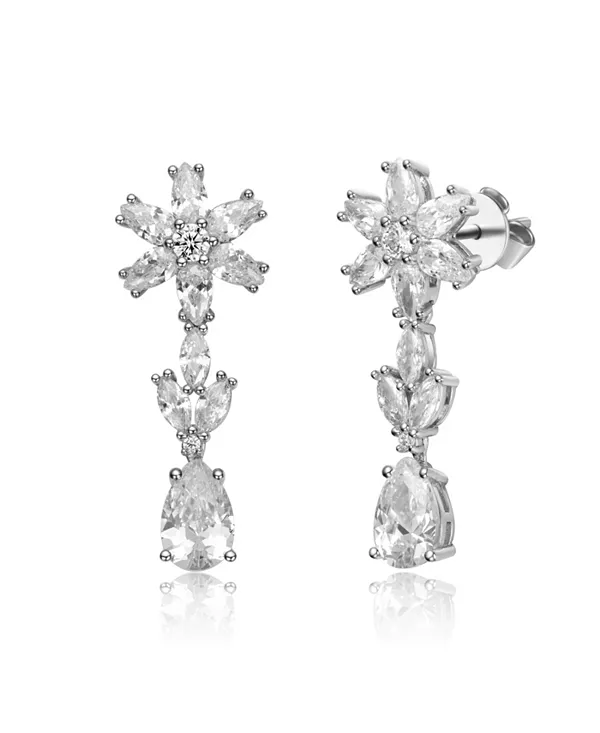 

Серьги-Подвески в форме снежинки из стерлингового серебра с кубическим цирконием Genevive, silver