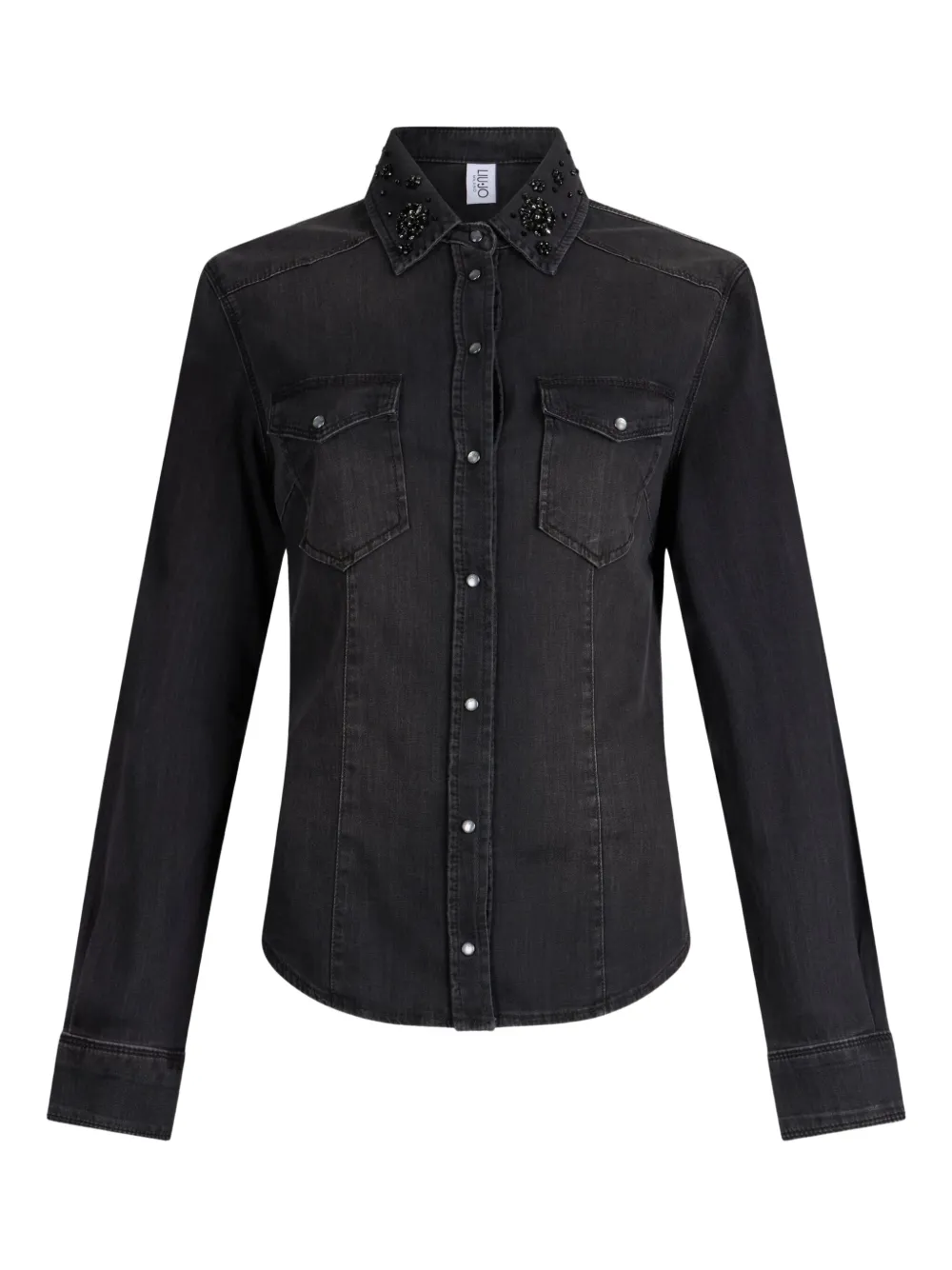 

Джинсовая рубашка со стразами LIU JO, черный