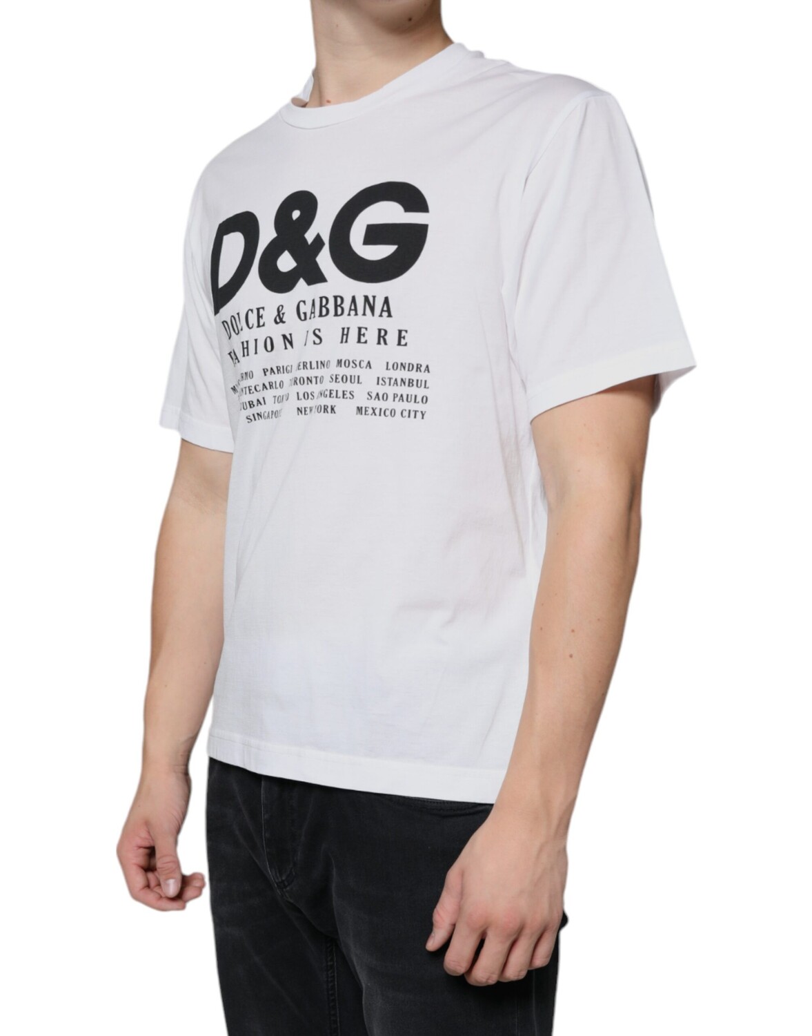 Белая хлопковая повседневная футболка с принтом логотипа DG Dolce & Gabbana — фото 2