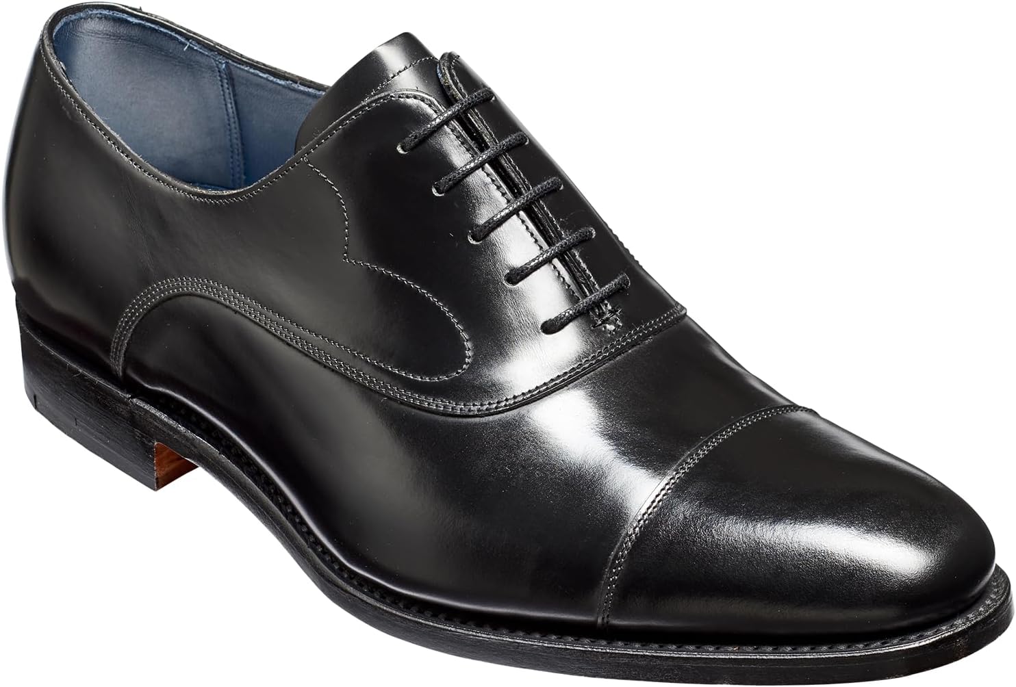 

Мужские туфли оксфорды BARKER Hartley ручной работы - высококачественная телячья кожа, прошивка Goodyear, блестящая отделка, классический формальный стиль, произведено в Нортгемптоне, Англия, черный