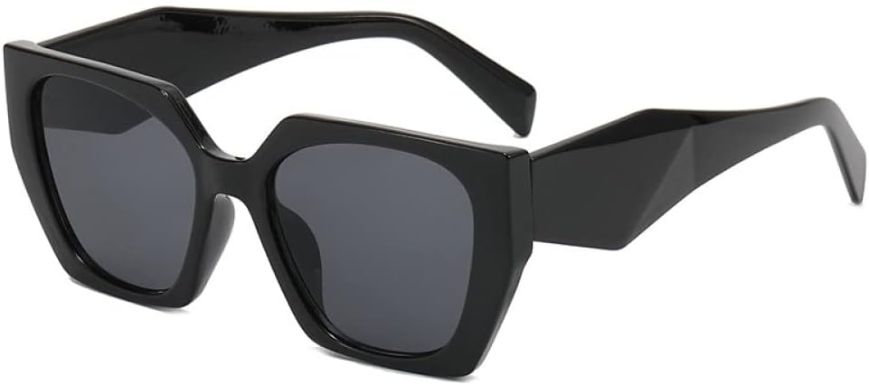 

Модные квадратные солнцезащитные очки для женщин, многоугольные солнцезащитные очки для женщин, защита от УФ-излучения UV400, ретро-очки, цветные очки для мужчин DSXLY, C1 Bright Black Gray