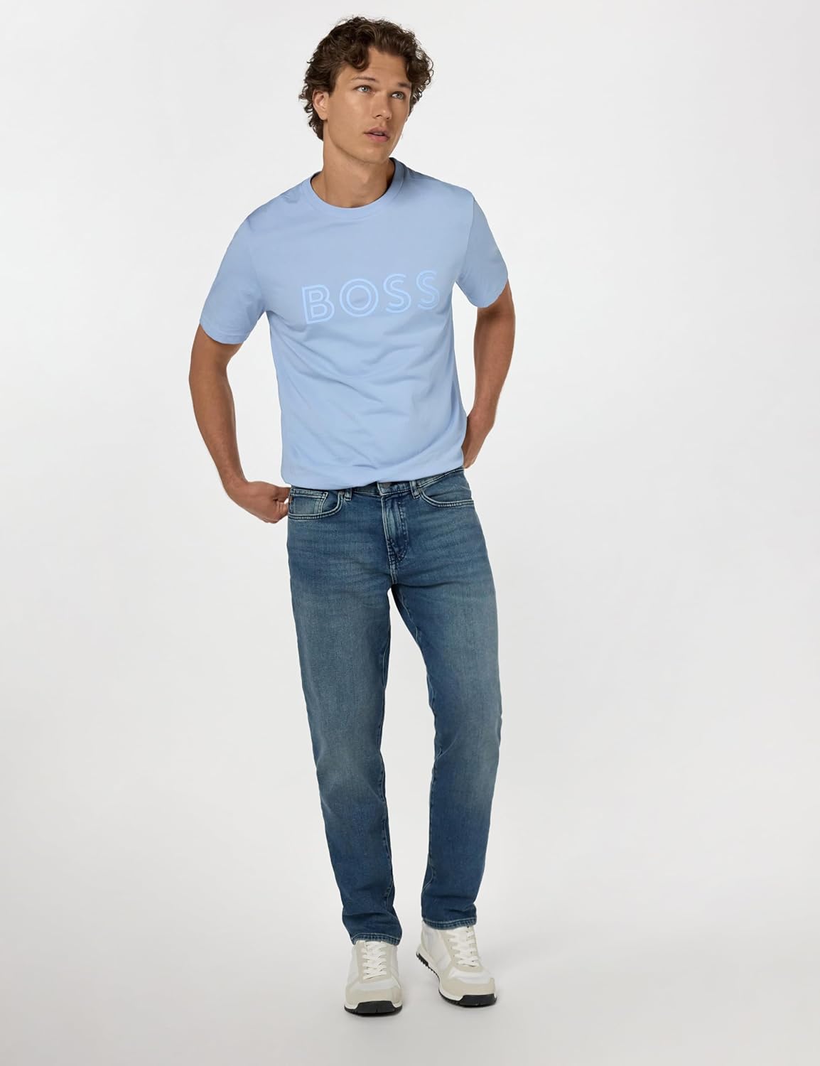 BOSS Мужские джинсы Re.Maine Regular Fit Tapered, средне-синий — фото 3