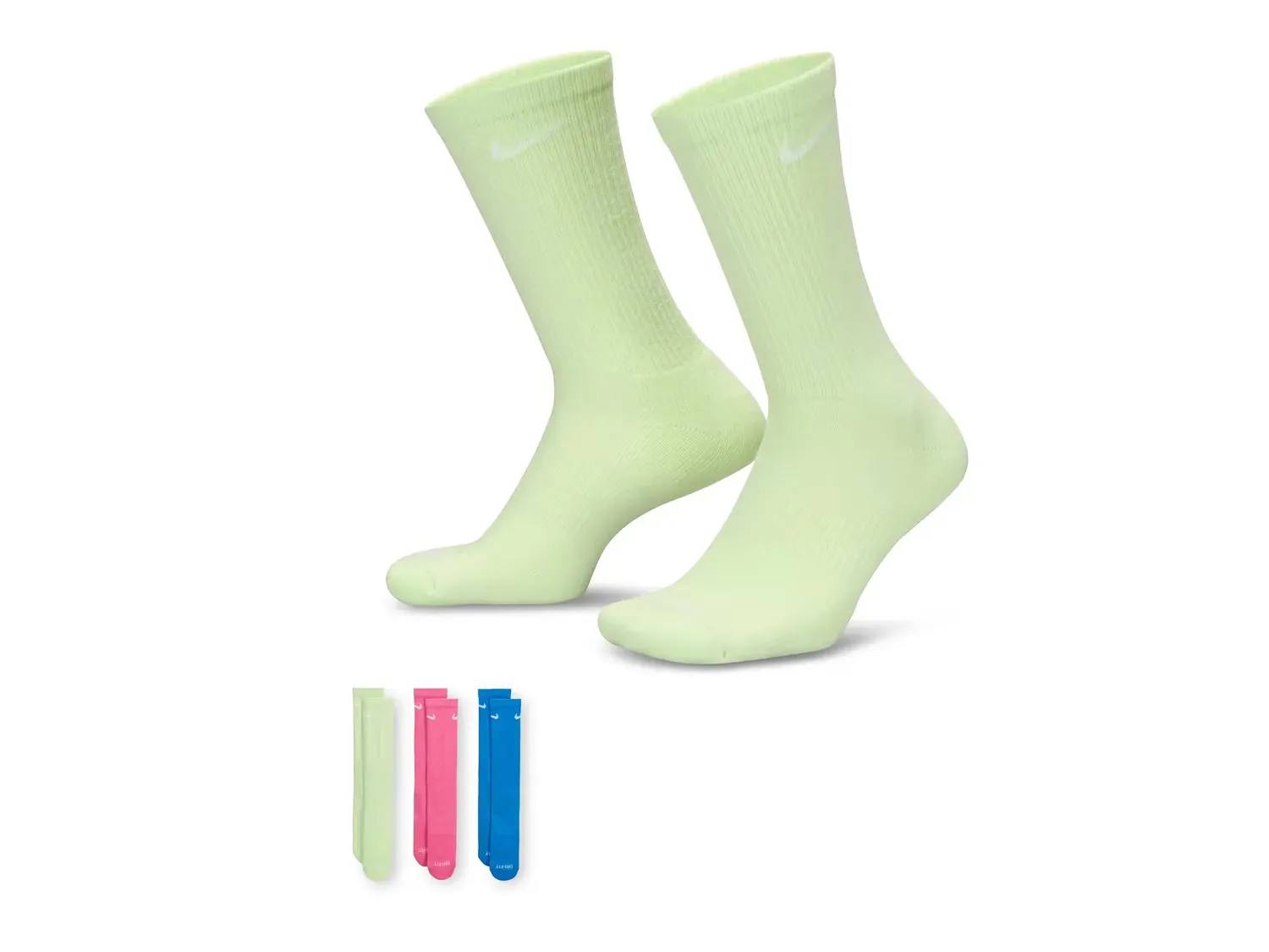 

Повседневные усиленные носки - набор из 3 пар Nike, Lime Green/Pink/Blue