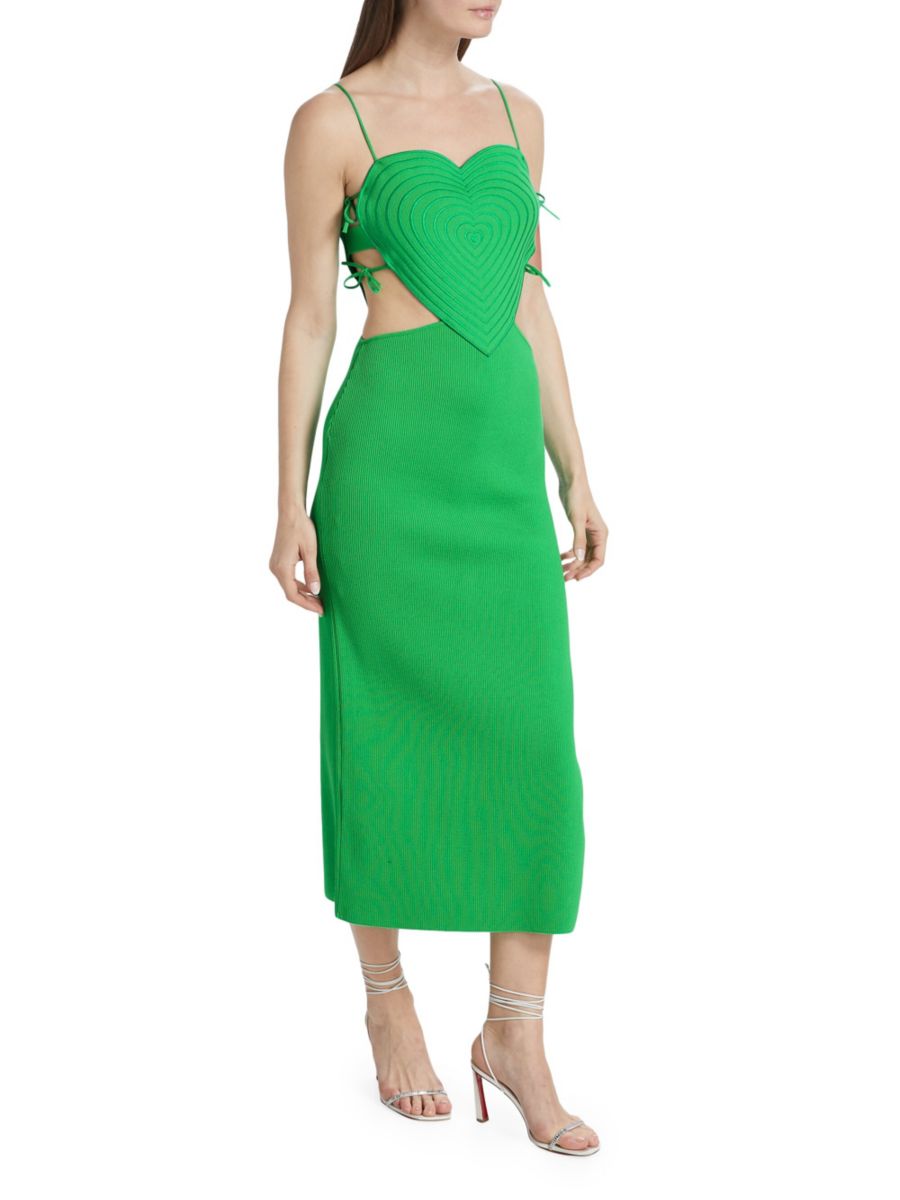 

Платье-миди с сердечками и ребристой вязкой Mach & Mach, зеленый