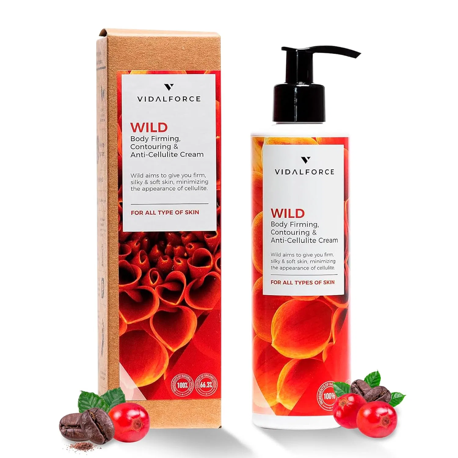 Антицеллюлитный крем для тела с кофеином и гуараной от Wild Potenter Vidalforce