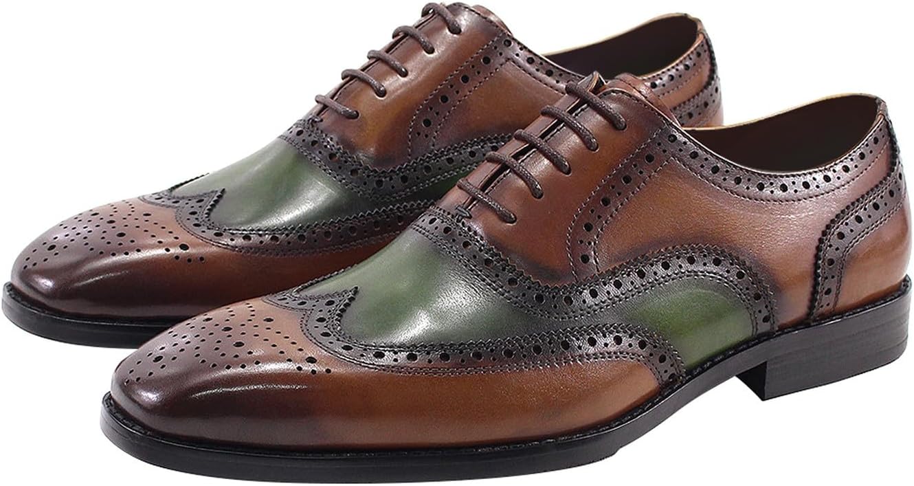 Мужские туфли Santimon Wingtips Brogues Oxfords, формальные деловые туфли из натуральной кожи, роскошные дерби для мужчин, для выпускного, свадьбы, бизнеса, повседневного ношения, двухцветные, модные, удобные туфли к смокингу, зеленый