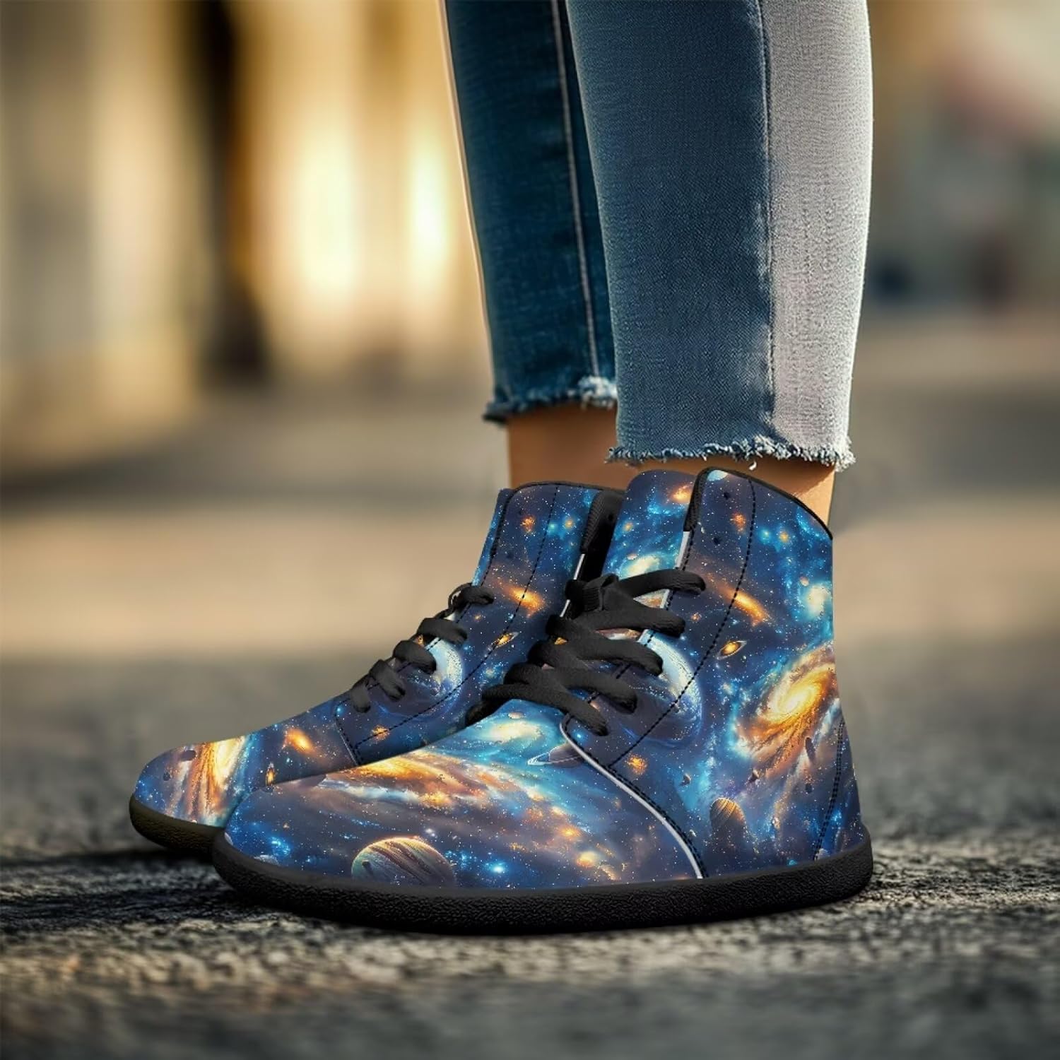 Мужские сандалии Jeiento Galaxy Barefoot с минималистичным дизайном, широкой носочной частью, ботильонами на щиколотку, из искусственной кожи, для ходьбы, повседневная обувь, Universe Space — фото 3