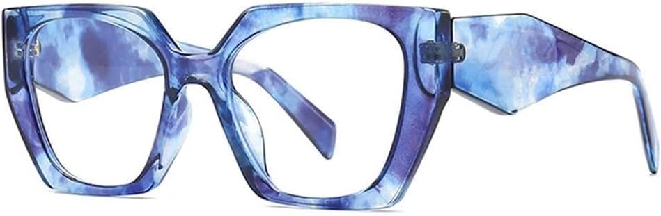 

Ретро-солнцезащитные очки «кошачий глаз» с многоугольными линзами, разноцветные, модные женские, с прозрачным градиентом, защита от УФ-излучения UV400, мужские солнцезащитные очки LXLHWN, Blue Pattern Clear