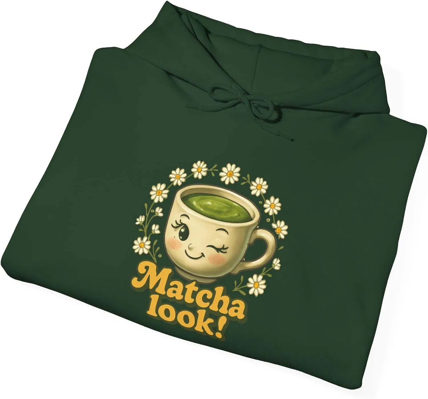Худи женское с принтом Matcha Look!, GENERIC, цвет Forest Green — фото 4