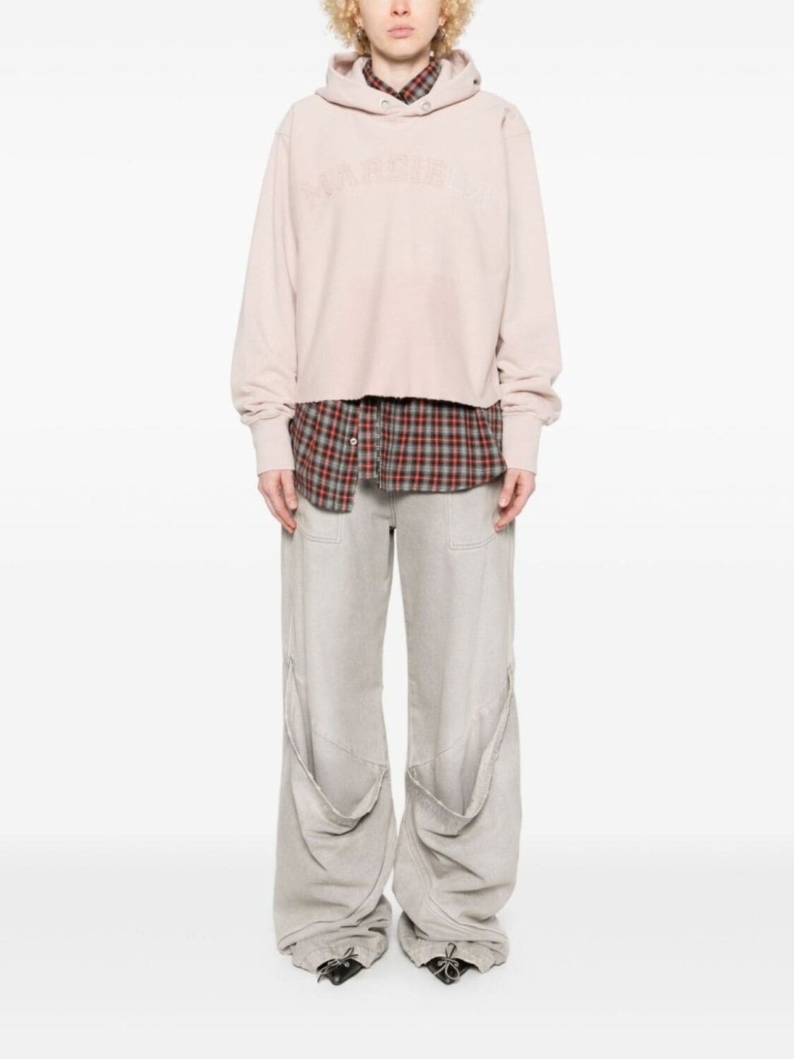 Хлопковая толстовка с капюшоном и логотипом Maison Margiela, розовый — фото 2