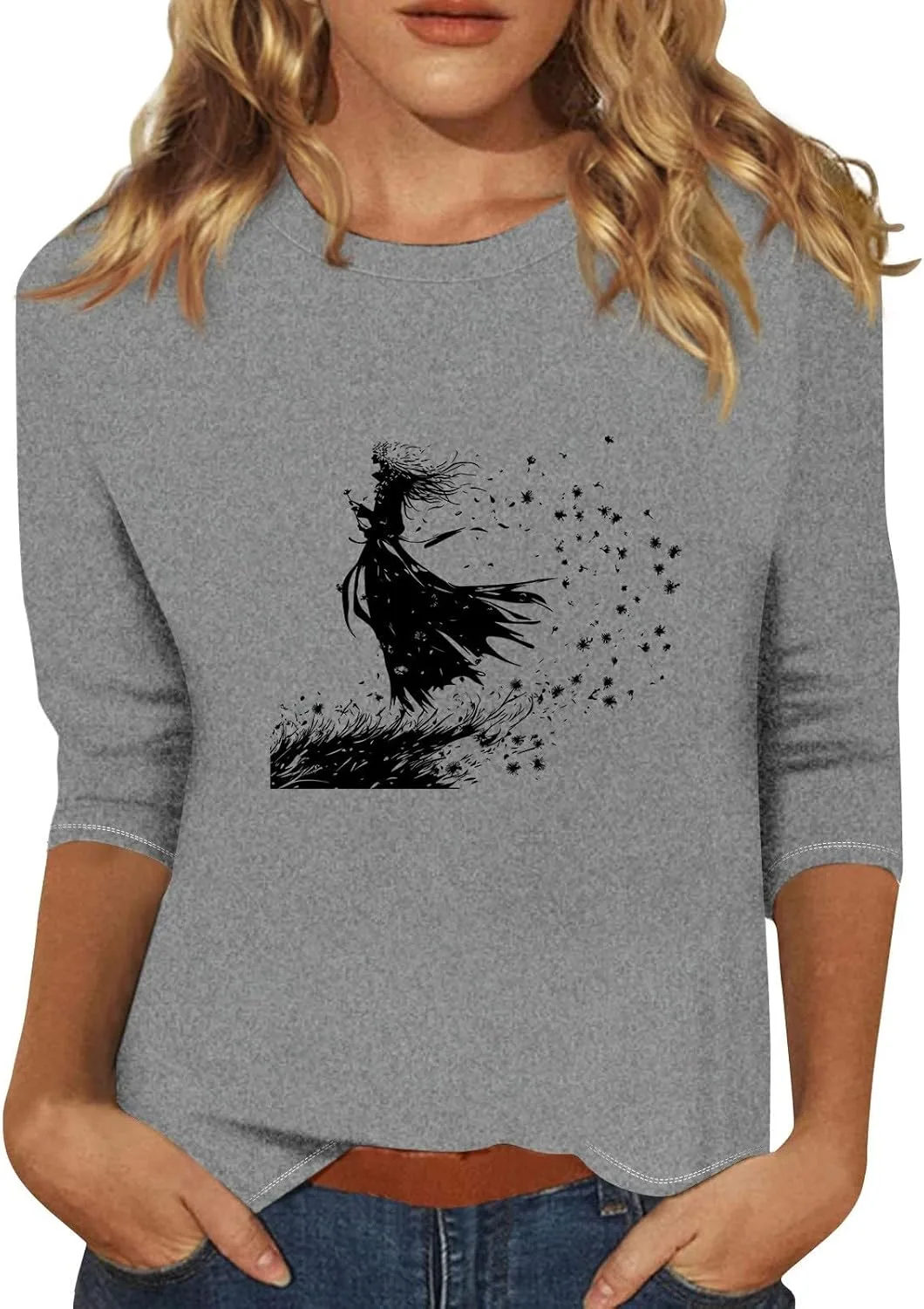 

Летний топ для женщин Casual Loose Crewneck с 2D принтом Kvsozwuty