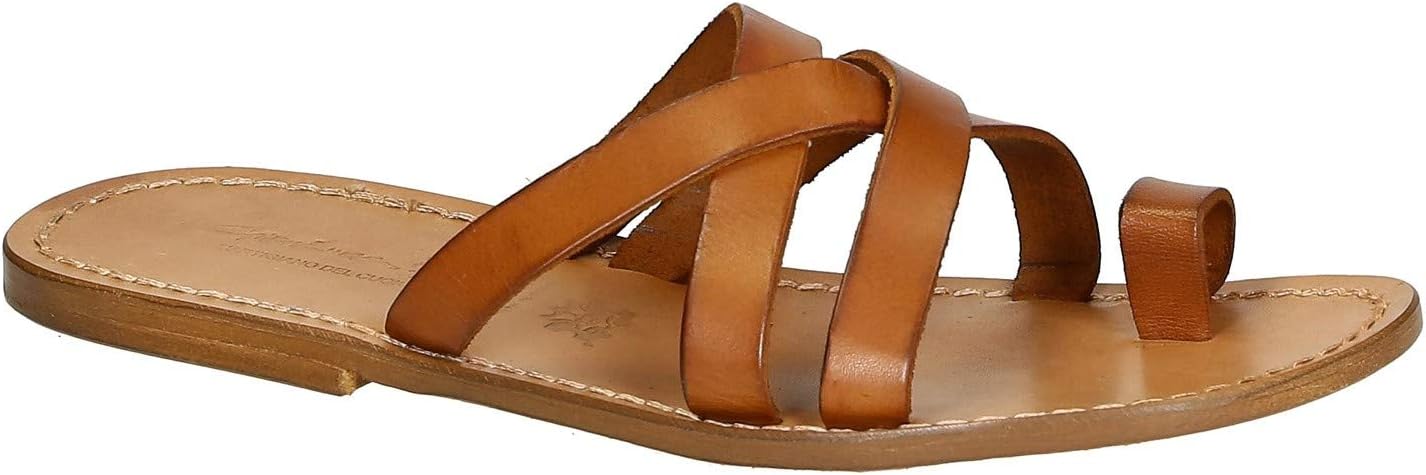 

Мужские кожаные тапочки ручной работы ручной работы Gianluca - L'Artigiano Del Cuoio, Tan