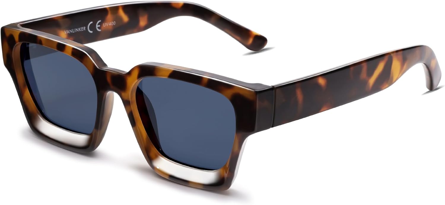 

Солнцезащитные очки VANLINKER квадратной формы для мужчин и женщин, ретро-стиль, массивные прямоугольные, защита от УФ-излучения UV400, VL9731, C2.26-polarized Blue Lens/Tortoise Frame