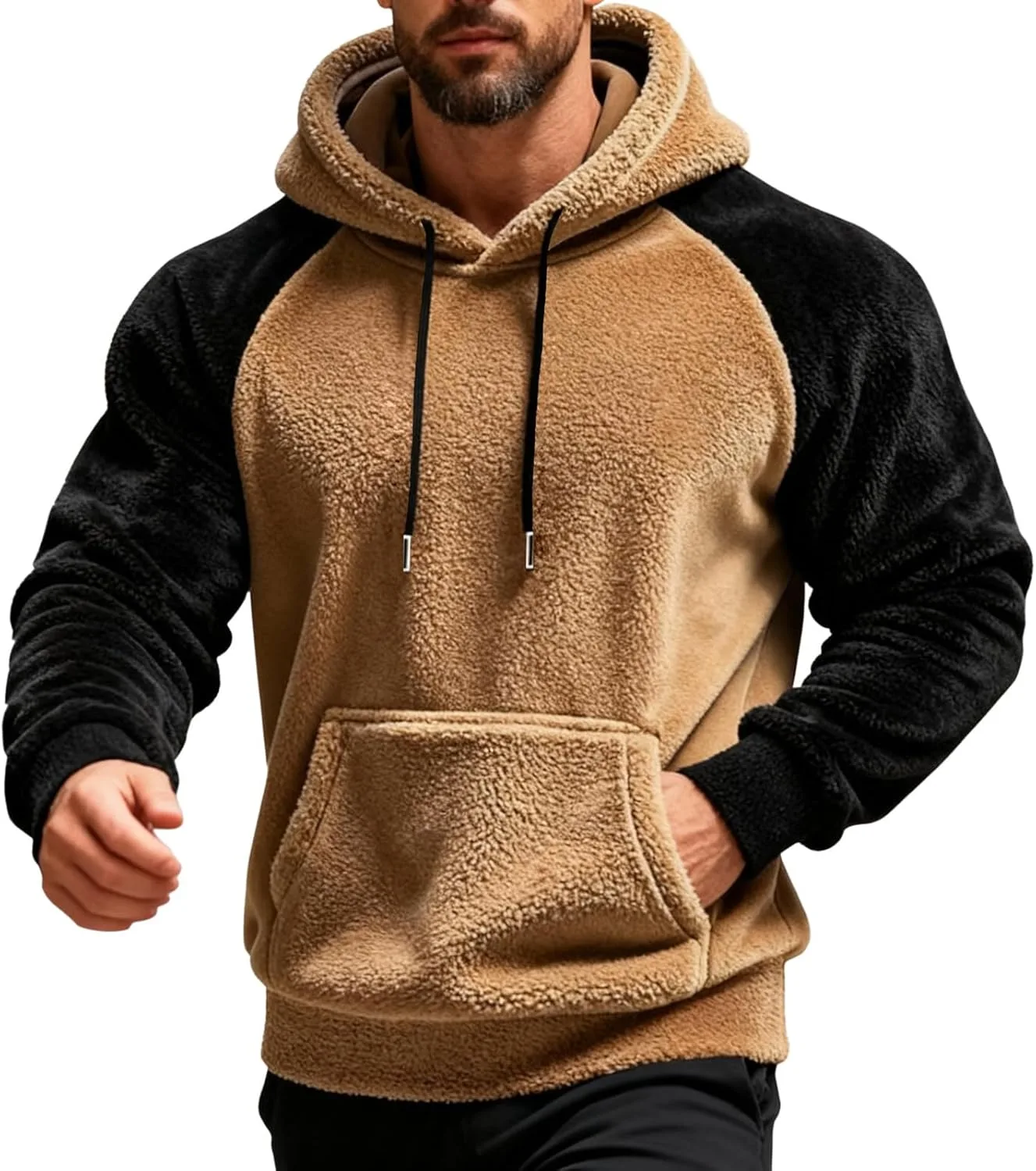 

Мужской худи с цветными блоками, мягкий плюш, оверсайз VELONLLONE