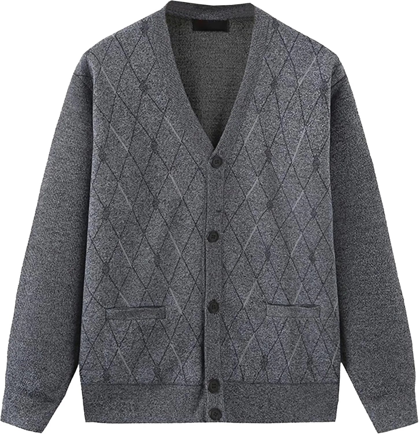 

Классический мужской кардиган с V-образным вырезом и жаккардовым узором