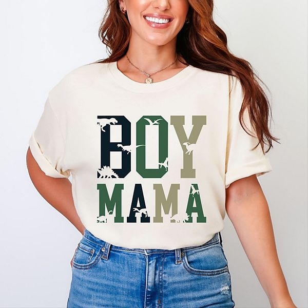 

Футболка Boy mom с камуфляжным принтом в виде динозавров Simply Sage Market, Ivory